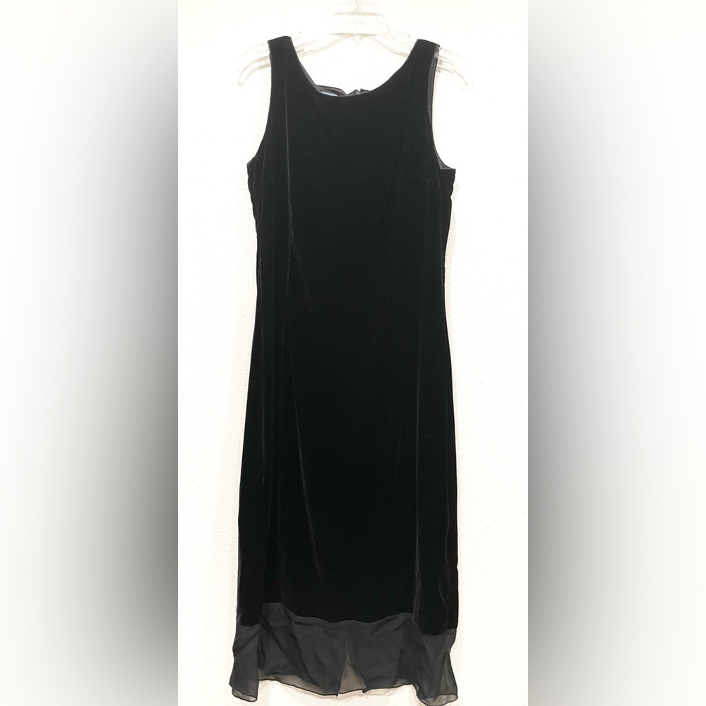 RARE JOHNNY WAS Vintage Black Velvet Silk Sleeveless Evening Formal Dress